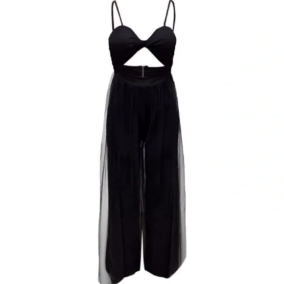 Elegant Black Wide Leg Jumpsuit - Picture 3 of 8